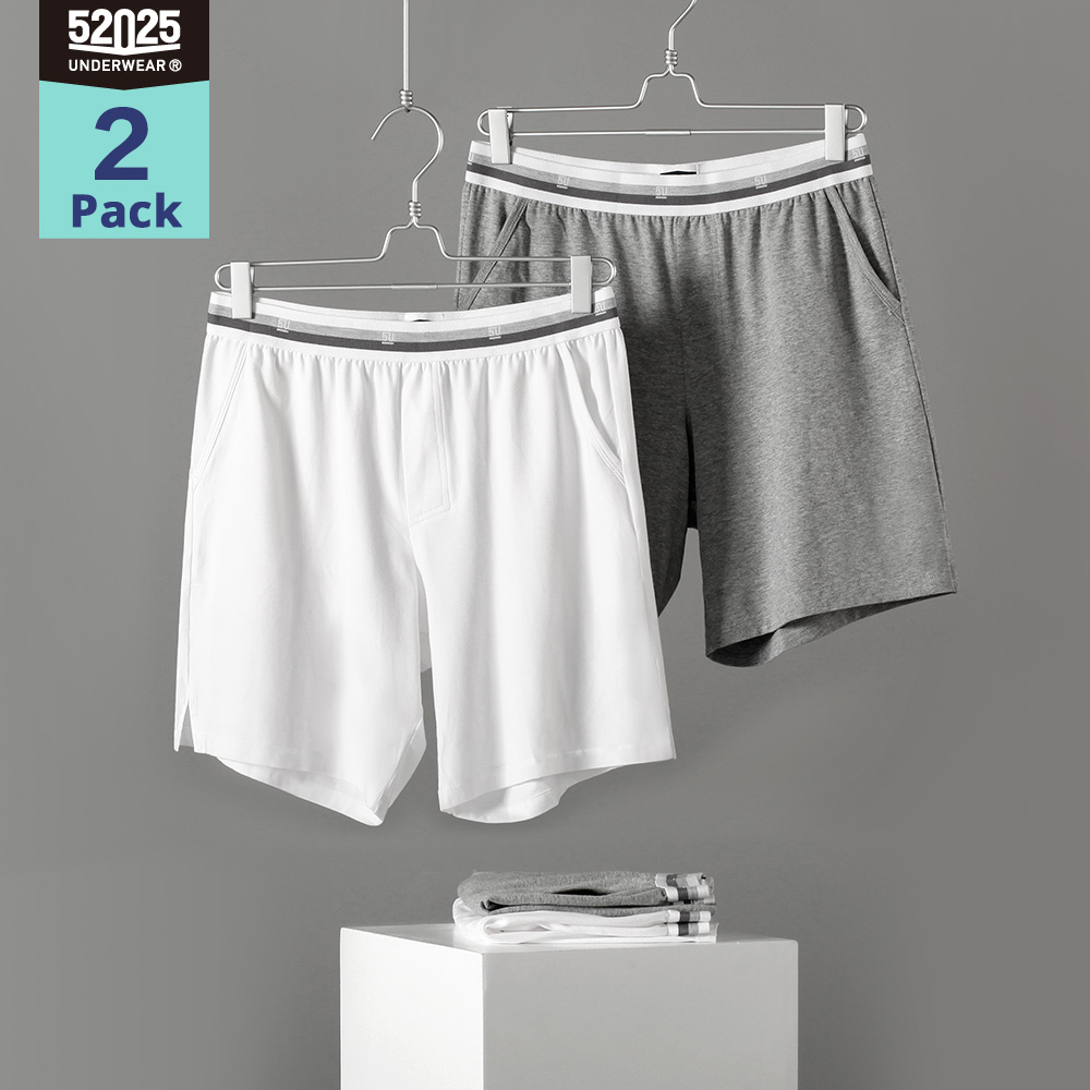 52025 Home Shorts 2er-Pack Schlafshorts Herren Pyjama-Shorts Baumwolle Modal Atmungsaktive Pyjamahose Bequeme Pyjama-Shorts PJ-Hose