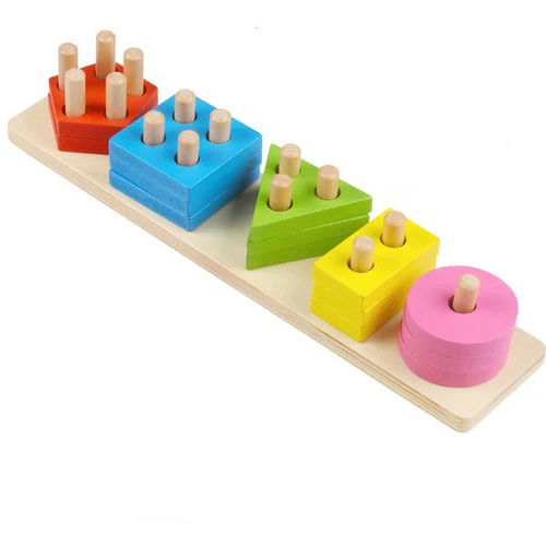 SET 5 Buah Mainan Edukasi Kayu Meningkatkan Memori VISUAL Berkat Bentuk Geometris