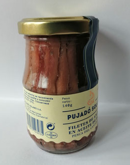 Frasco 140g anchovas solano de santoña. Nosso segredo sempre foi uma aposta inequívoca na qualidade, uma excelente matéria-prima, com o mar cantábrico como a origem de nossas anchovas.