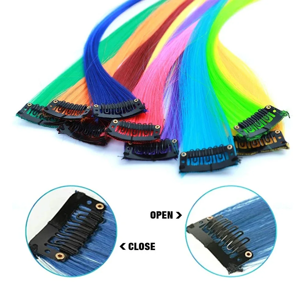 MyDiva 20 “Thẳng Dài Nữ Cao Nhiệt Độ Tổng Hợp Kẹp Trong Tóc Bộ Tóc Giả Màu Tím Đỏ Hồng Nhiều Màu Sắc Nối Dài