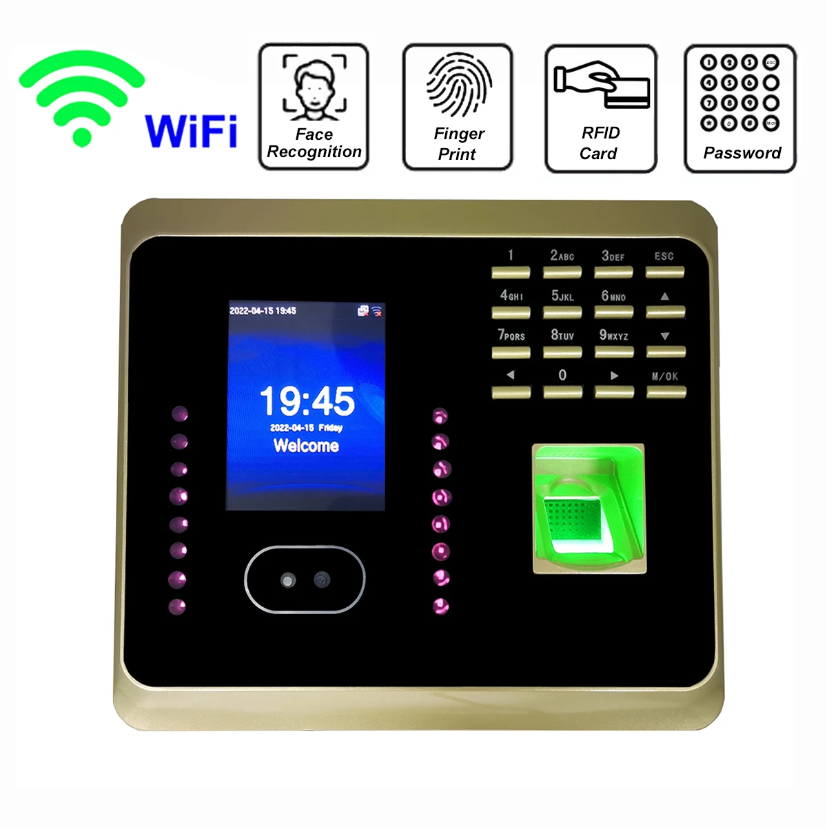 Биометрическая система распознавания лиц ZKTime 5,0 UF100 с Wi-Fi, часы со сканером отпечатка пальца, электронное устройство для управления посещаемостью работника