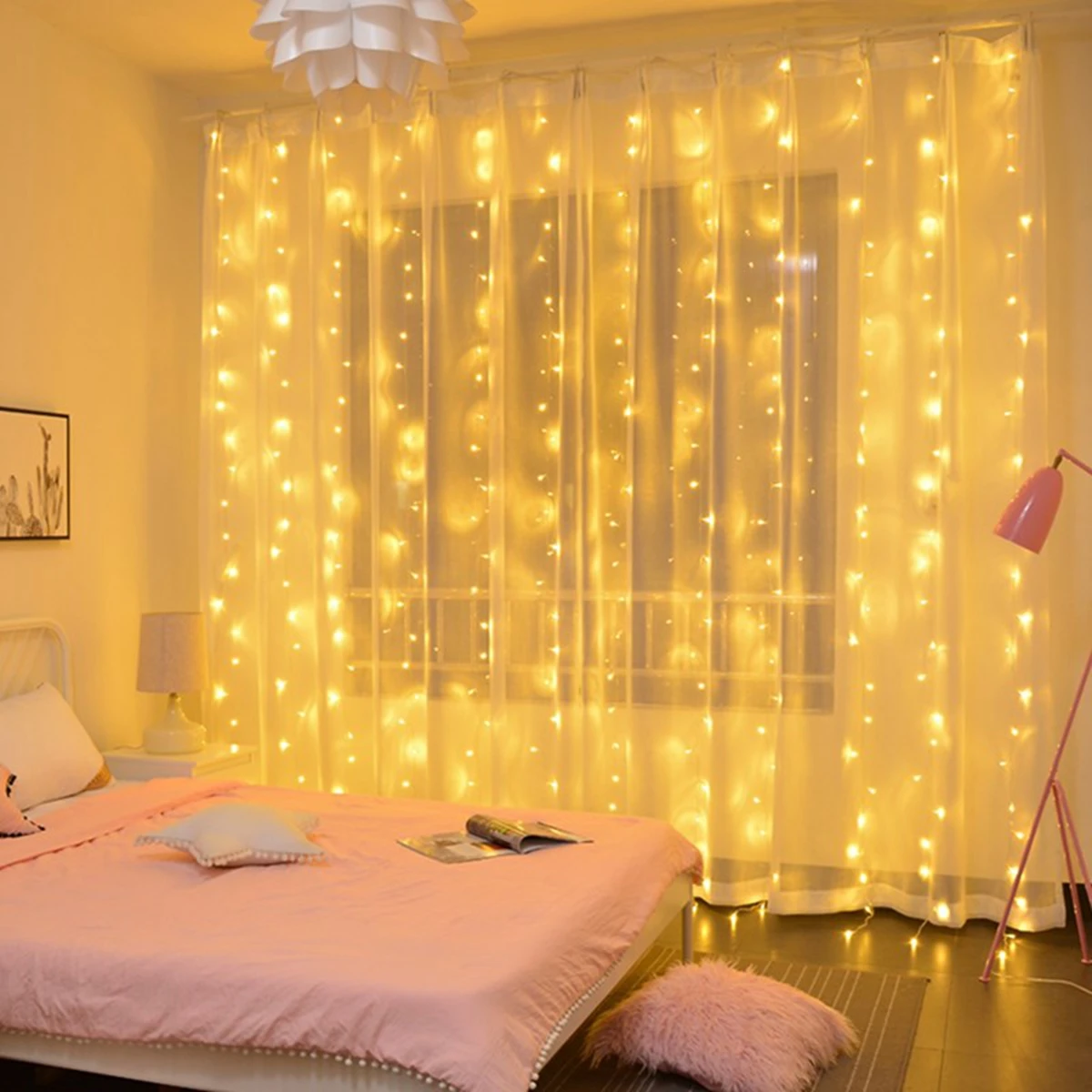 USB Festoon String Light Fairy Garland ม่านแสงคริสต์มาสคริสต์มาสตกแต่งบ้านรอมฎอนตกแต่งโคมไฟปีใหม่