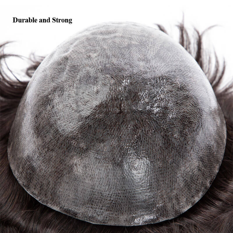 Männliche Haarprothese 0,1 mm Injektionshaut Toupet Männer Langlebige Perücken für Männer 100 % Echthaar Systemeinheit Männer Kapillarprothese