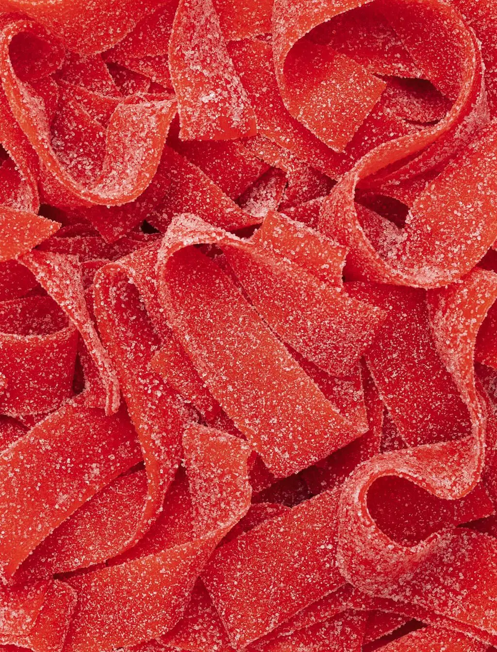 Doces glassy fitas quentes strawberry 14 sacos de fitas 100g-ácidas para sua cobertura de pique e com um intenso sabor de morango