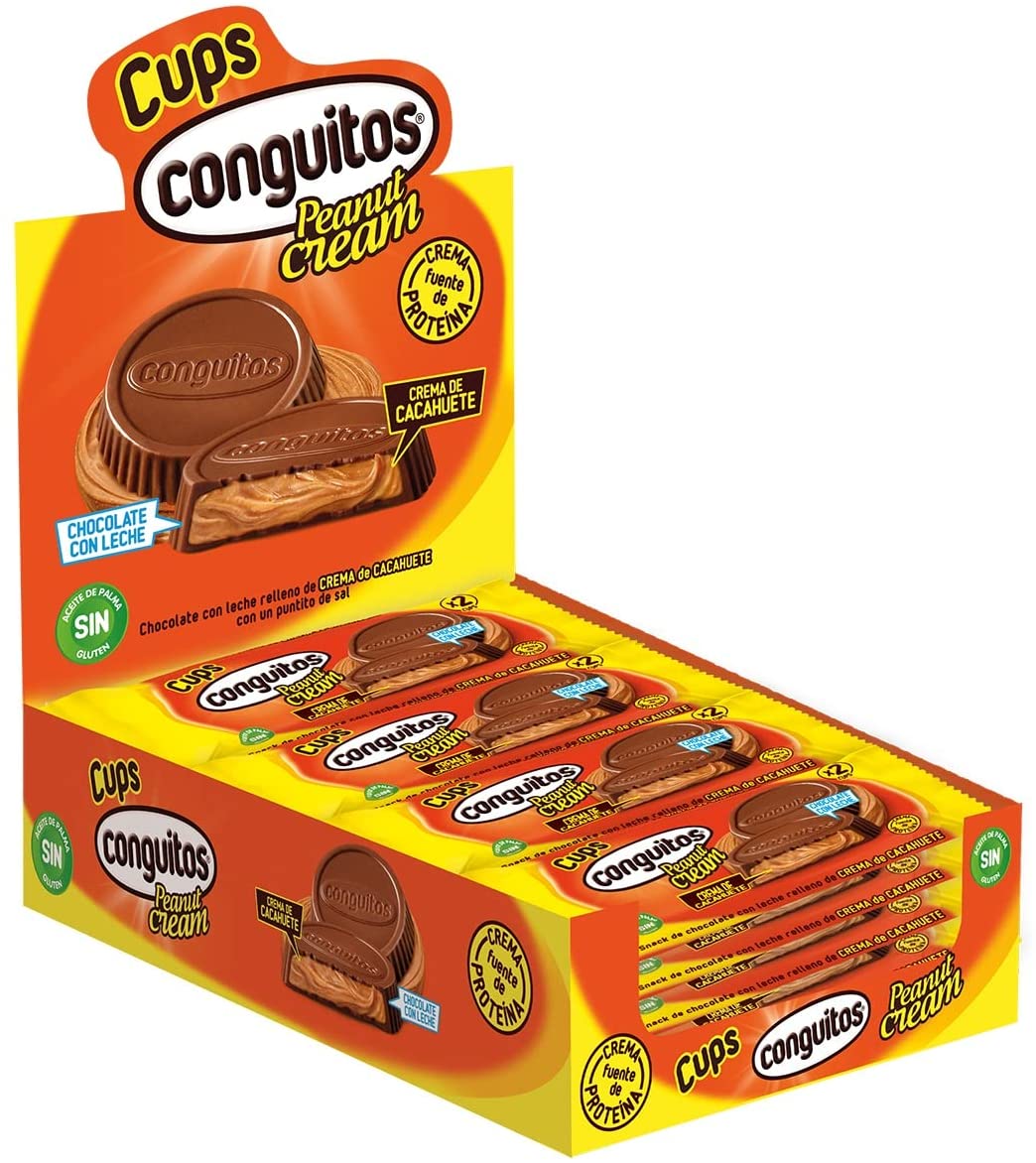 Copos claros do creme do amendoim, 16 pcs x 34g, petisco do chocolate do leite, enchimento do fluxo, creme da porca, sem óleo de palma e sem brilho, bloco contêm 2 copos