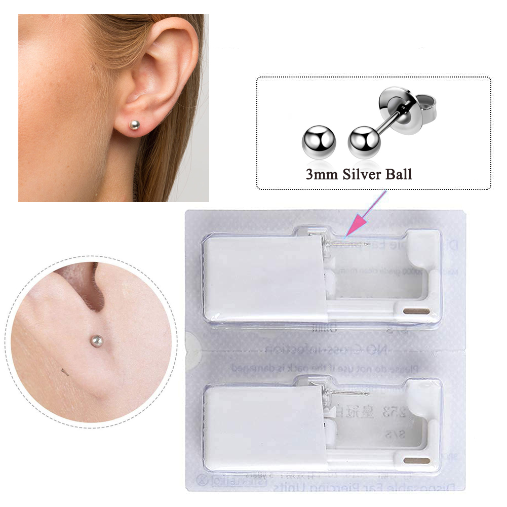 1-20 Cái/bộ Tai Có Dây Súng Dùng Một Lần Khử Trùng An Toàn Bông Tai Piercer Bộ Đinh Nhọn Mũi Nhẫn Xỏ Máy Cơ Thể Trang Sức dụng Cụ