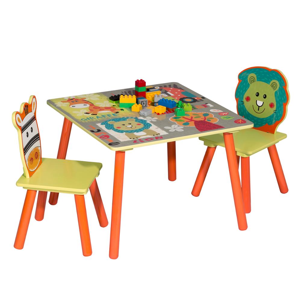 1 Satz schöner hölzerner Kinder-Kindertisch, Schreibtisch mit 2 Stühlen, Hocker für Vorschulkinder, Mädchen und Jungen, Aktivitätsspieltisch, Stuhl-Set