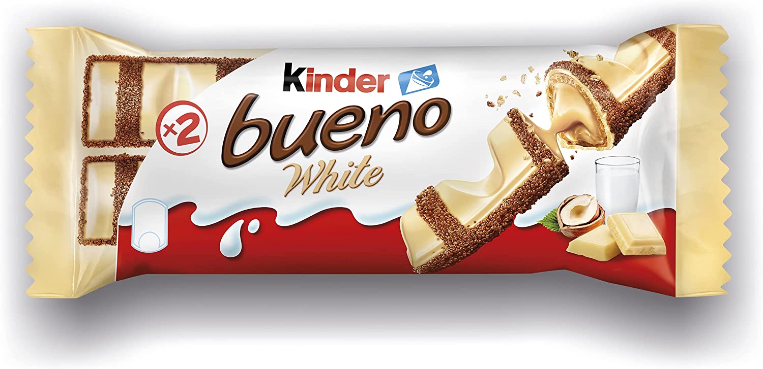 Bom Chocolate Branco e Wafer, Caixa Kinder de 30 Unidades com 2 Barras Cada Unidade Chocolates Wafer Coberto com Leite e Avelãs, Milk Amy e barra cremosa, barra de chocolate