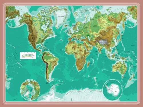 Colección 8 salvamanteles geográficos- Ideal para niños- Colección didáctica- Mapas con escalas métricas de color y de relieve- Aprender jugando- Colección mapas completa- Salvamanteles resistentes