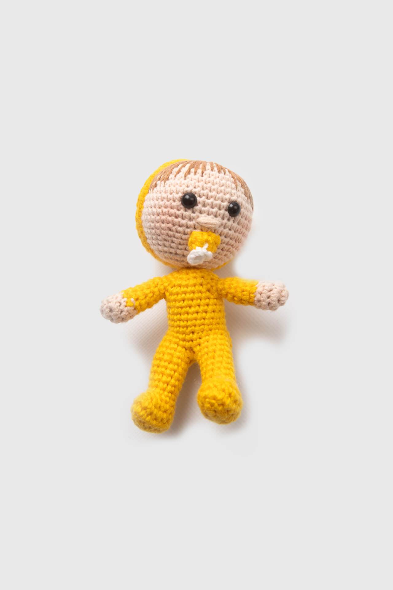 100% Katun Amigurumi Boneka Kuning untuk Anak Perempuan dan Anak Laki-laki Anak-anak Dibuat Sepenuhnya dengan Tangan dengan Tali Organik