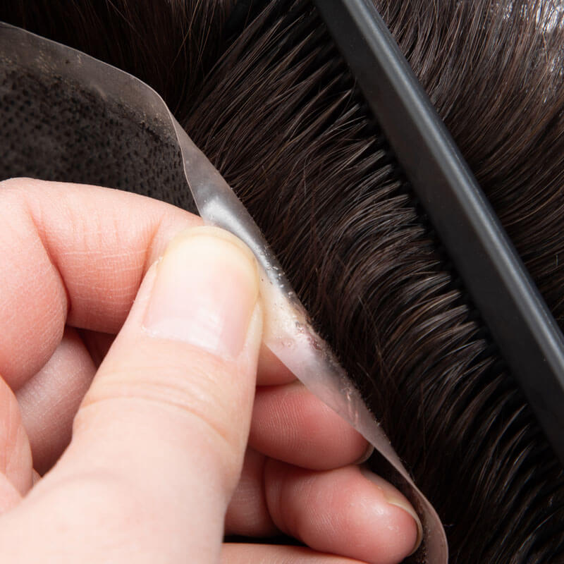 Männliche Haarprothese 0,1 mm Injektionshaut Toupet Männer Langlebige Perücken für Männer 100 % Echthaar Systemeinheit Männer Kapillarprothese