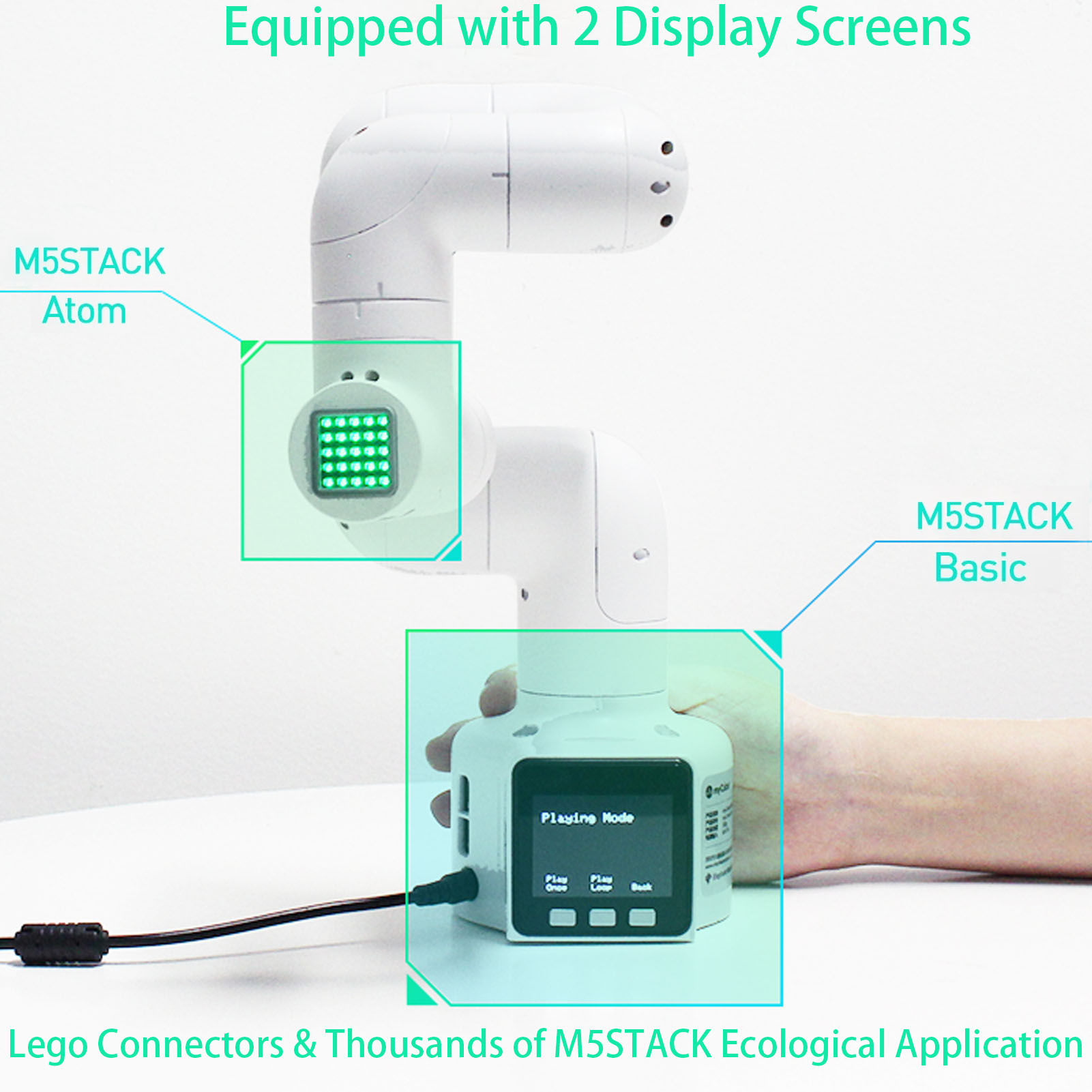 Elephant Robotics myCobot 280 M5 แขนหุ่นยนต์พร้อมฐานแบน & Adaptive Gripper 6 DOF Collaborative Dual Screen Desktop แขนหุ่นยนต์