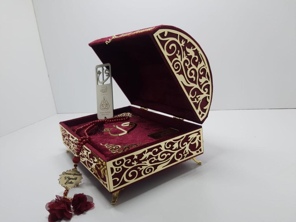 Large Size Luxury Quran Set Velvet Burgundy color Quran