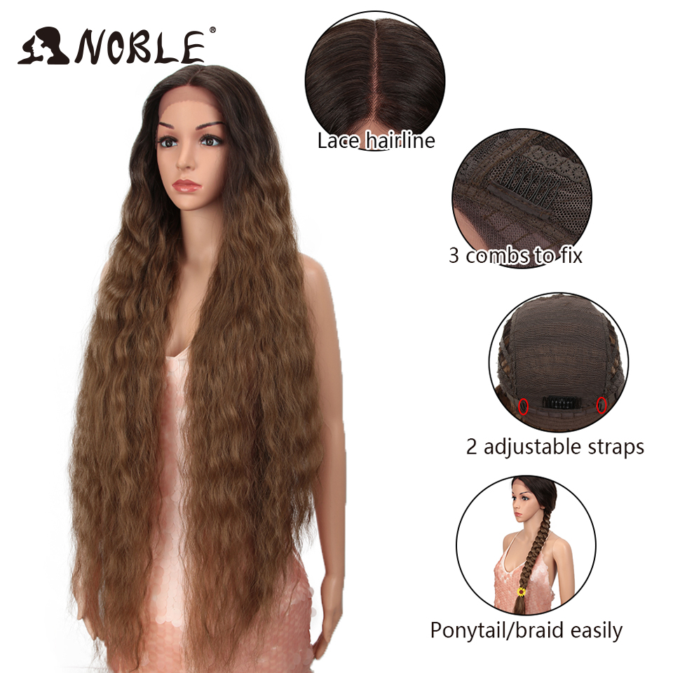 高貴なコスプレウィッグ合成レース部分ウィッグロングカーリー 42 インチコスプレウィッグブロンドオンブルレースウィッグ黒人女性のための合成レースウィッグ