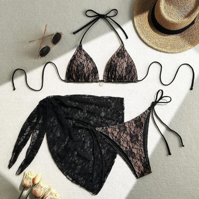Lace Sexy Bikinis Female Swimsuits Women Three-Piece Swimwear Beach Swimming Wear Bathing Suits Brazilian Bikini Set Pool Bather