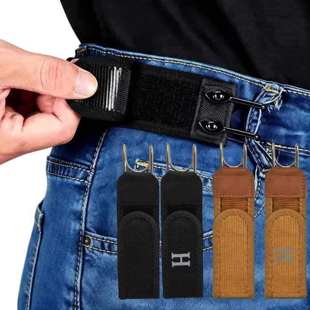 Adjustable Elastic Waistband Buckle with Magic Tape & Metal Hooks