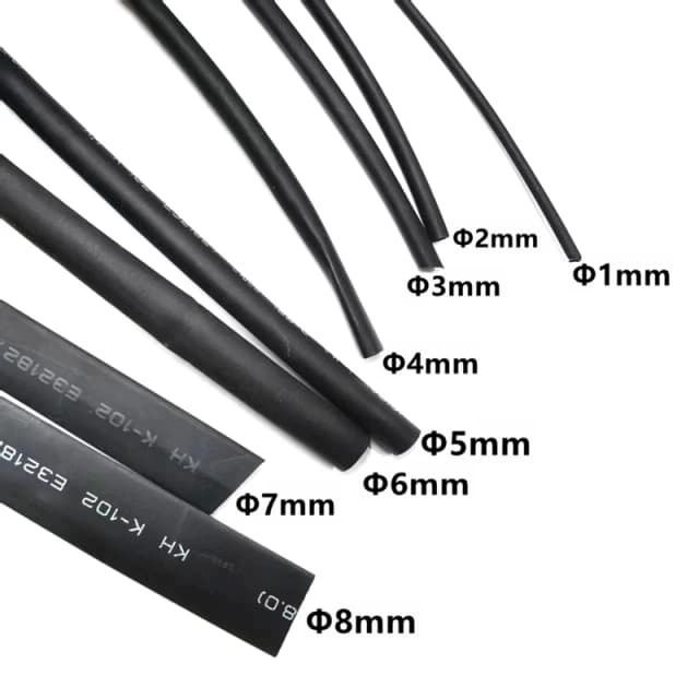 5Meters/LOT Black Heat Shrinkable Tube 1mm 1.5mm 2mm 3mm 4mm 5mm 6mm 7mm 8mm 10mm Black Insulation Sleeve 125C