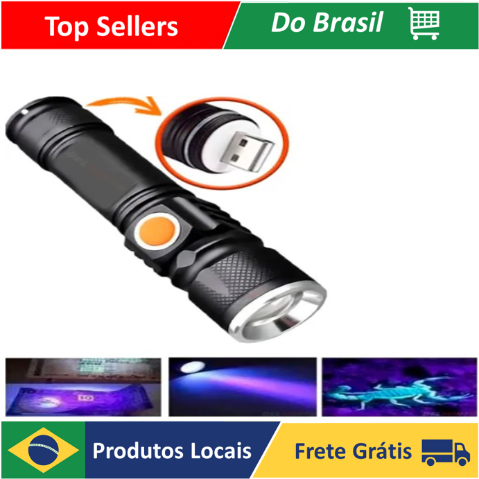 Lanterna Led Potente Luz Ultravioleta Negra Uv T6 escorpiao
