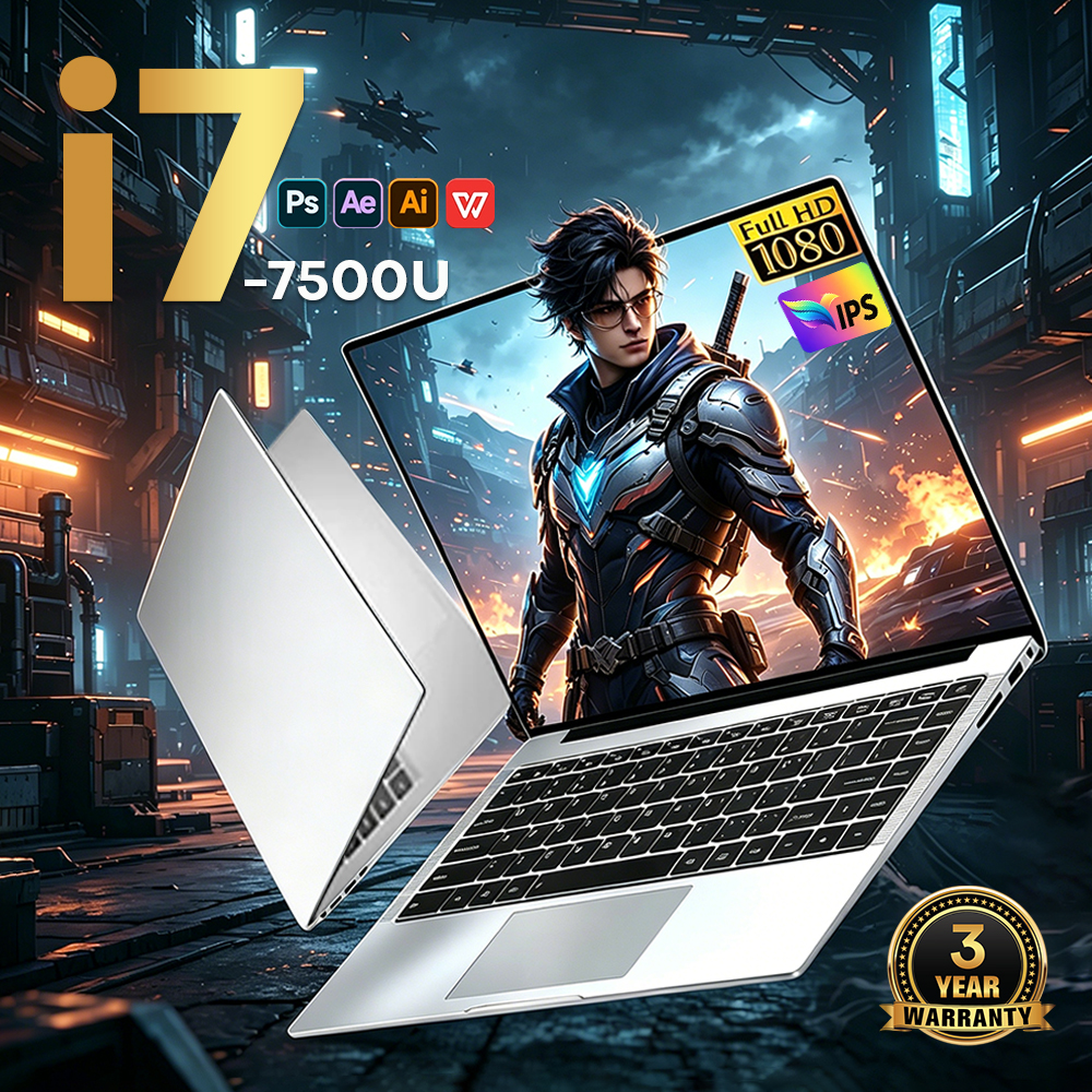 Computer portatile da gioco da 14.1 pollici, Intel Core i7 7500U, Windows 11 Pro, 12GB di RAM, SSD da 1TB/2TB, notebook portatile per ufficio e studio.
