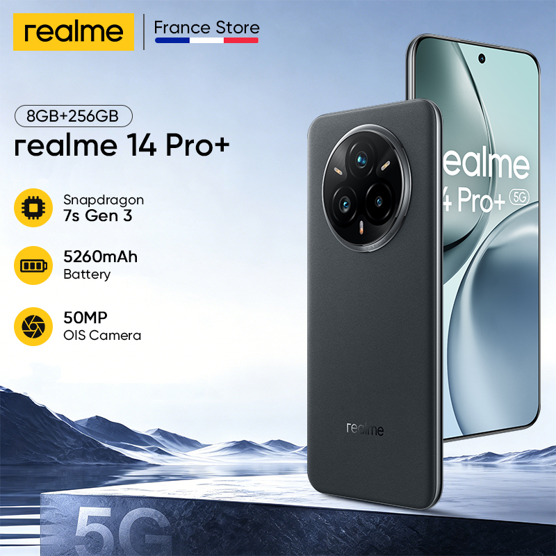 realme 14 Pro+ 5G Wersja Europejska 50MP Kamera z OIS Snapdragon7s Gen 3 Ładowanie 80W SUPERVOOC IP69 Bateria 5260mAh