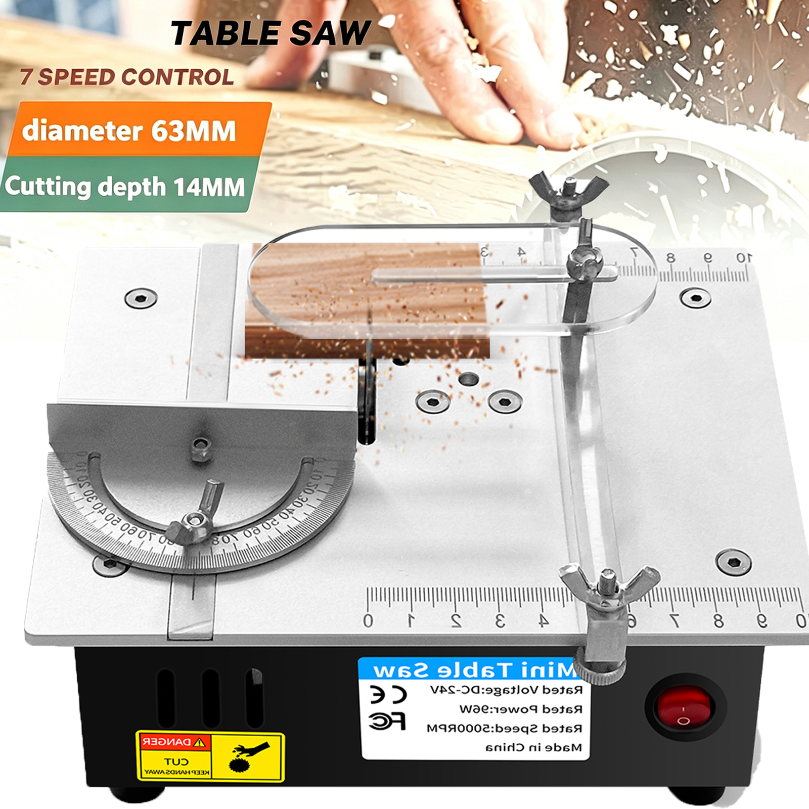 Sierra de mesa portátil mini, 7 velocidades variables, sierra eléctrica de banco, máquina de corte para carpintería artesanal, bricolaje, modelismo y manualidades.