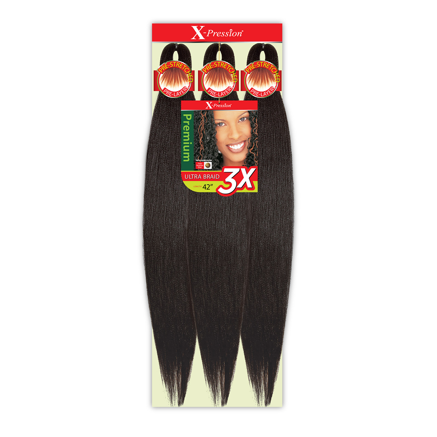 Outre Braids X-Pression Kanekalon 3X Pré-étiré 42" - Longue Durée, Ultra Léger, Cheveux Synthétiques