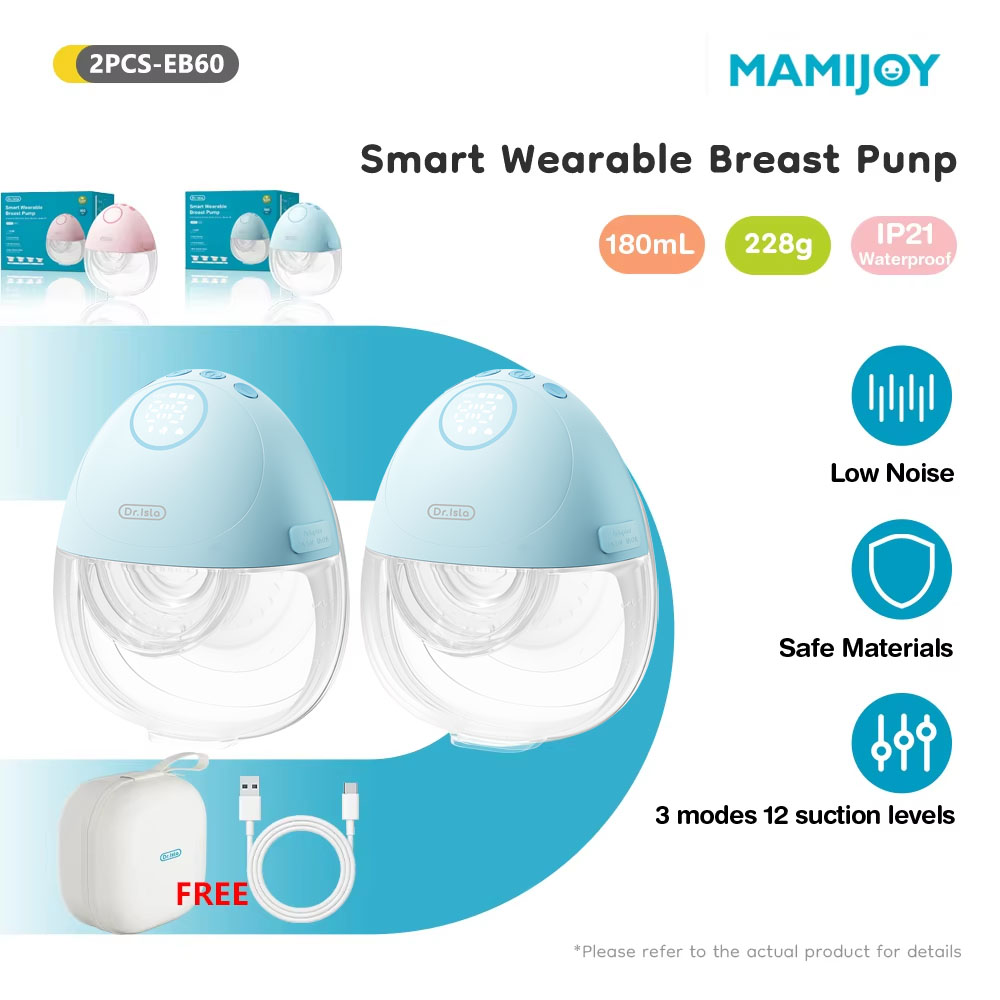 MAMIJOY เครื่องปั๊มนมไฟฟ้าแบบสวมใส่ได้ 3 โหมดหน่วยความจำอัจฉริยะ 12 ระดับการดูด ≤35dB เสียงรบกวนต่ำ สวมใส่สบายและกระชับยิ่งขึ้น EB60