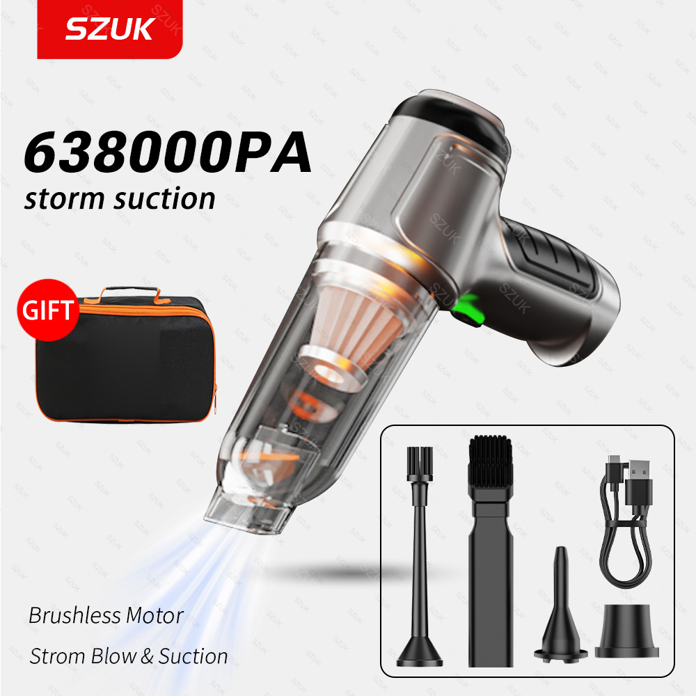 SZUK-aspiradora portátil de mano para coche y hogar, miniaspiradora potente de 638000Pa, inalámbrica, práctica, CIeaner  aspiradora para coche  aspiradorasoras de coche aspiradora inalámbrica alta potencia