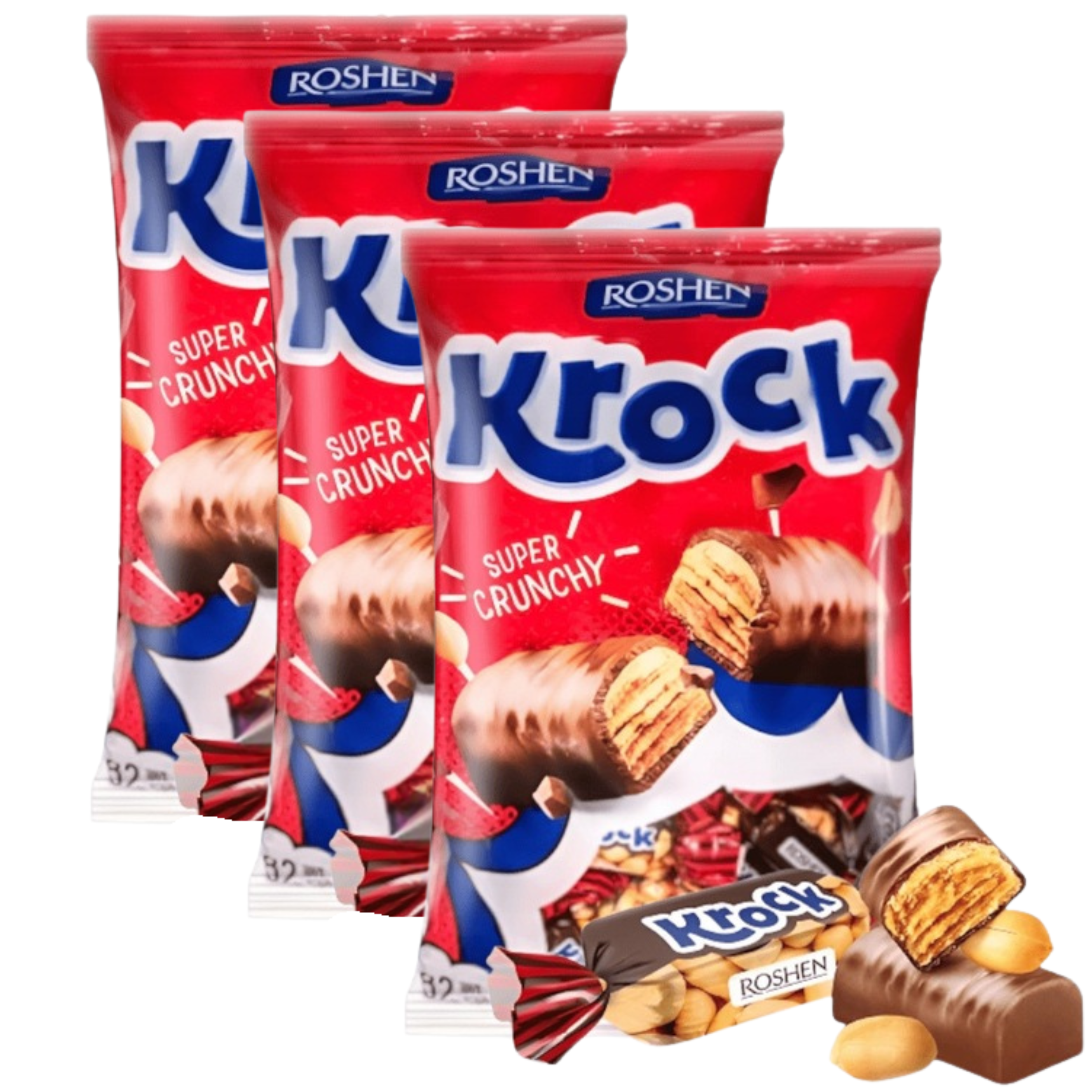 Roshen Cukierki Krock z karmelem 1kg x 3 sztuki