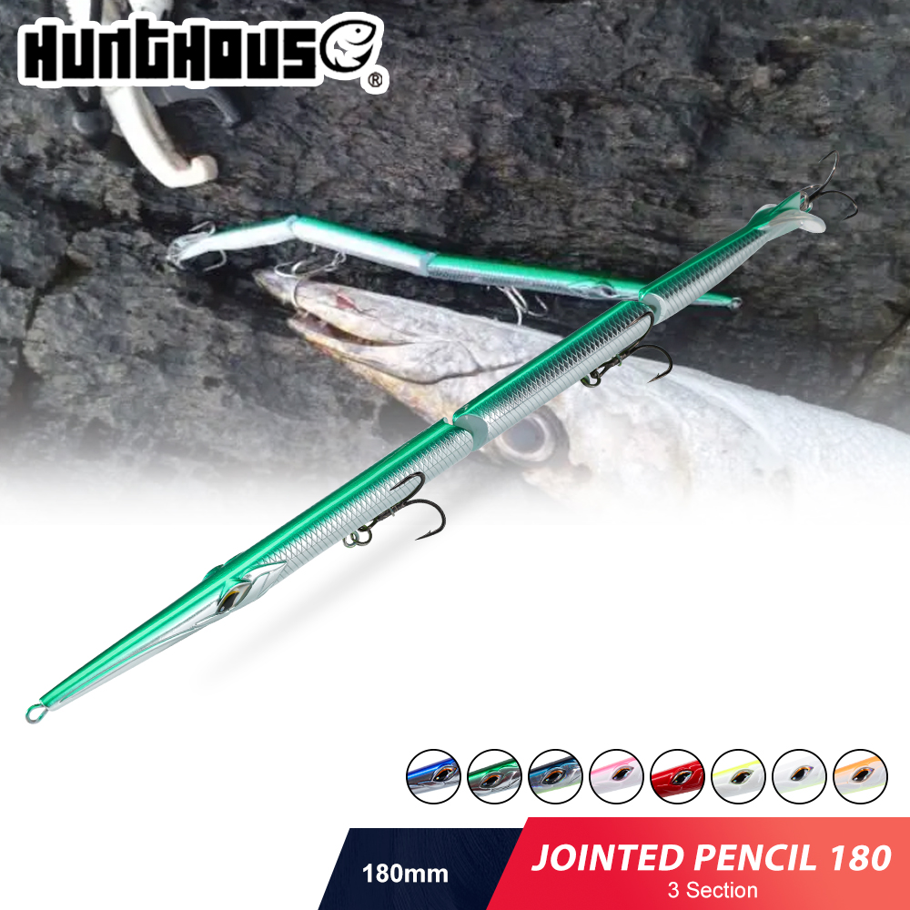 Hunthouse Jointed Pencil 180 3 Section Fishing Lure 180mm/22g Needle Sinking Swimbait Saltwater Artificial For Seabass Tackle