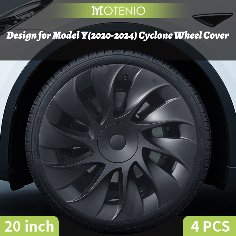 ฝาครอบล้อดีไซน์ไซโคลนสำหรับ Tesla Model Y (2020–2024) ขนาด 20 นิ้ว ชุด 4 ชิ้น อะไหล่ฝาครอบล้อรถยนต์