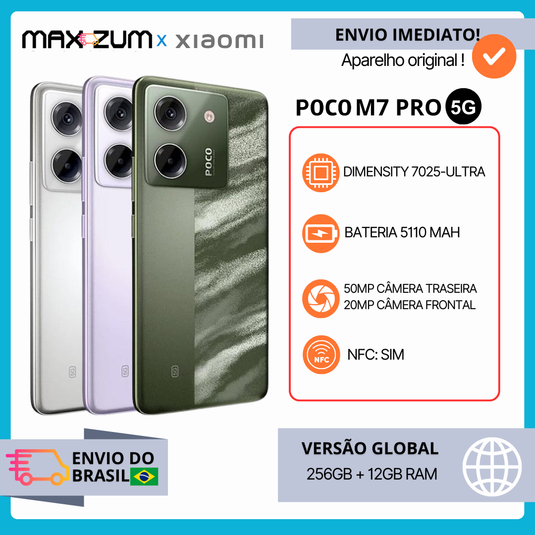 Versão global poco m7 pro 5g smartphone dimensão 7025-ultra 50mp câmera sony com os 120hz display amoled 5110mah bateria nfc