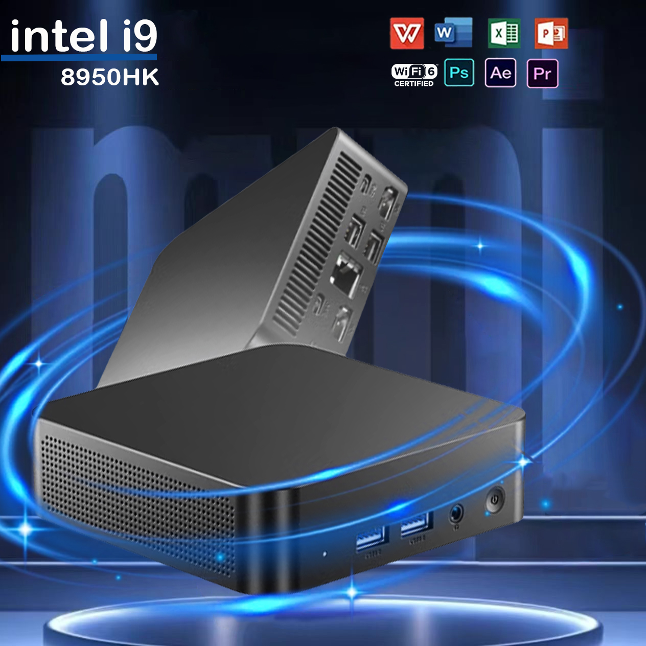 Mini PC Windows 11 Intel Core i9 8950HK 16GB DDR4 512GB 1TB SSD UHD Gráficos 1000Mbps Ethernet 4K HD Mini Gaming Pc de escritorio