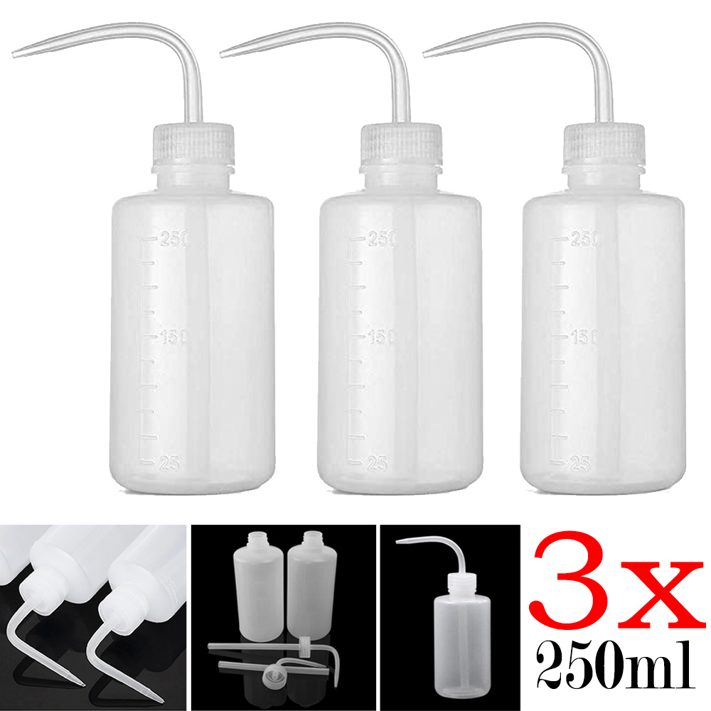 3X250Ml Wasfles Gebogen Mond Diffuser Zeep Tattoo Squirt Squeeze Non-Spray