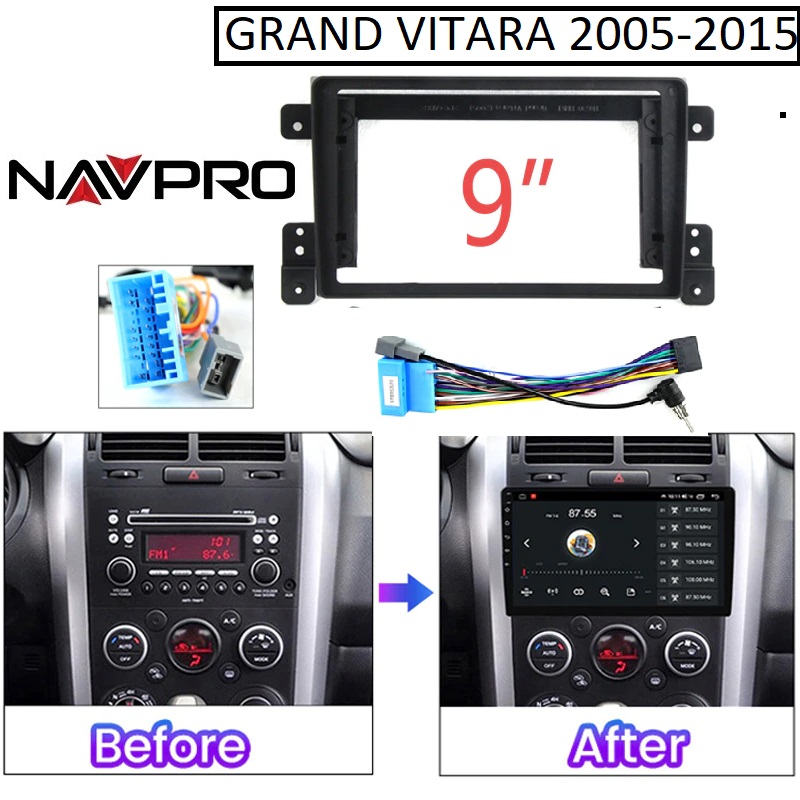 Suzuki Grand Vitara 9 Inch Frame En Aansluitkabels Voor Multimedia Installatie 9 Inch Navpro Caska
