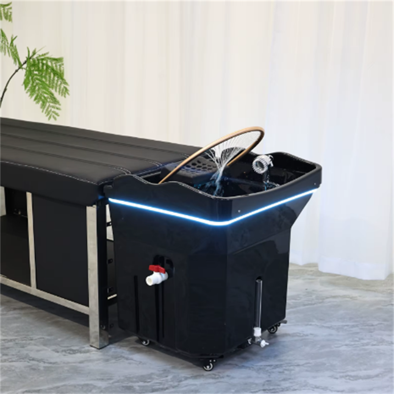 Hoge kwaliteit professionele haarwasbak met watercirculatiesysteem en draagbaar ontwerp, geschikt voor commerciële kapsalons, hoge sterkte en duurzaamheid.