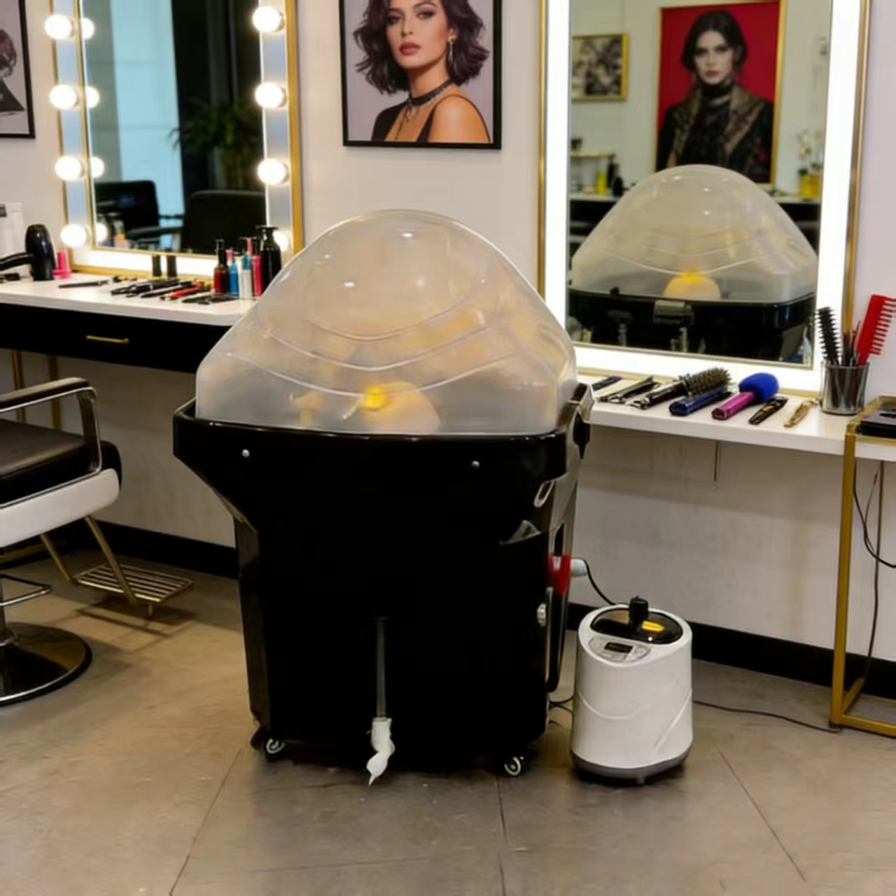 Moderne draagbare Japanse hoofdspa met Thaise massage en stoomapparatuur voor salonshampoobehandelingen