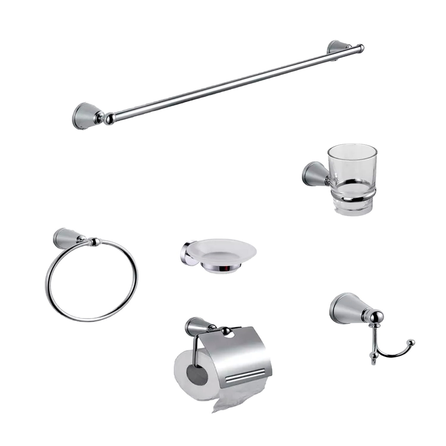 Antique Metallic Bathroom Set, cromado, velho, 6 pcs