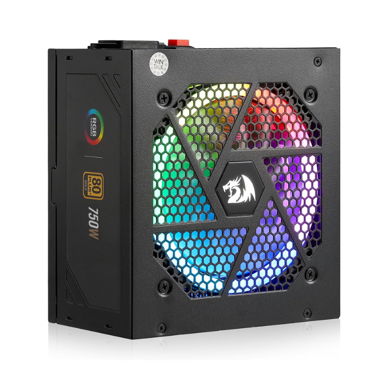 Redragon RGPS-750W 80+ Gold 750 Watt ATX Vollmodulares Netzteil mit 80 Plus Gold-zertifiziert, Schwarz