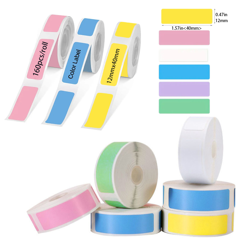 P15 etiqueta adhesiva para impresora 12*40mm cinta de etiquetas papel de impresora térmica 160 uds/rollo Compatible Phomemo D30 Marklife P12 P11 Labelle