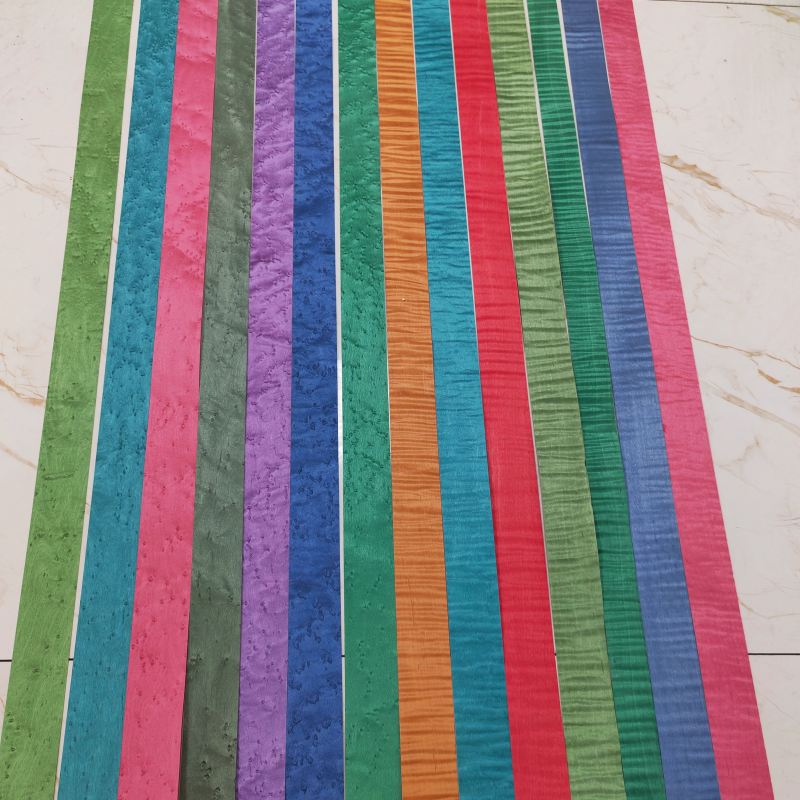 Gefärbtes Ahornfurnier für Bogenschießenbögen, Vogelfärben- und Figurenmuster, ca. 4,5 x 200 cm, farbiges Furnier für Heimwerkerarbeiten, Holzbearbeitung