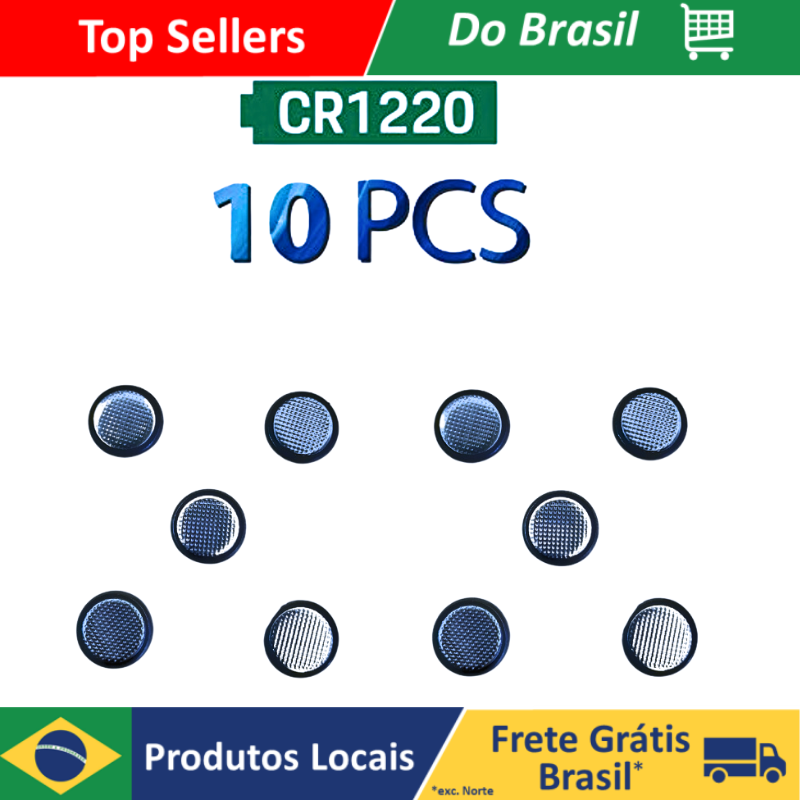 10 Unidade Bateria de Lítio (Lithium) CR 1220 3V