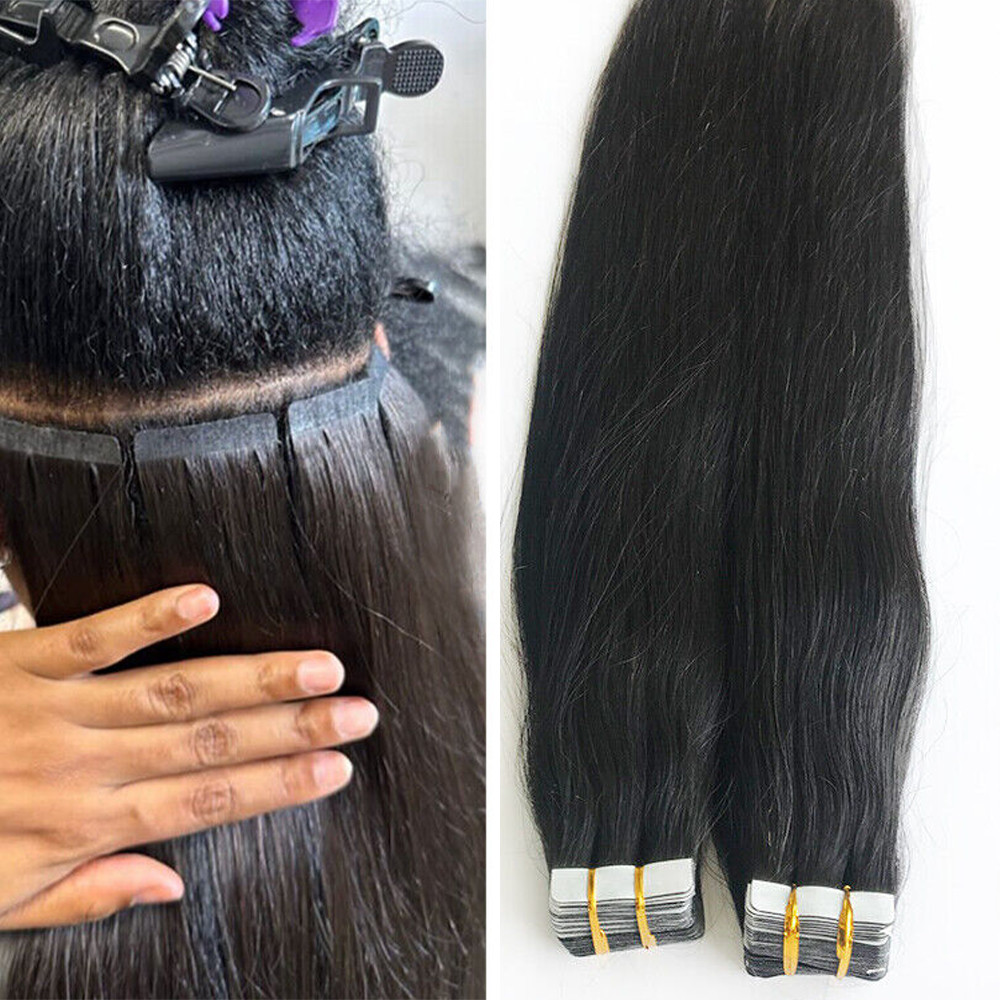 Rechte Tape In Hair Extensions Huid Inslag Tape In Hair Extensions 20 stks 50 g/pak Lijm Onzichtbare 100% Echt Menselijk Haar Vrouwen