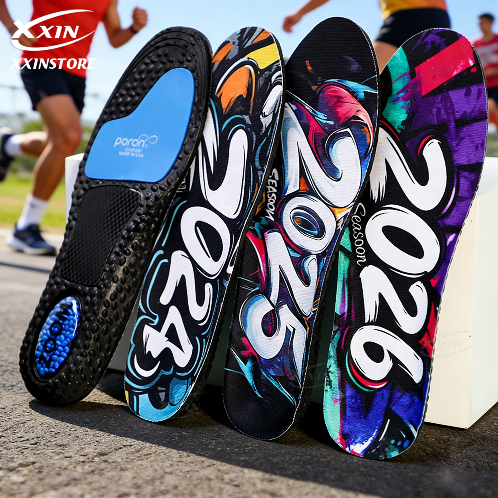 【Xxin】Plantillas deportivas con cojín de aire PORON, almohadillas para zapatos para correr con absorción de impactos, talla 36-46