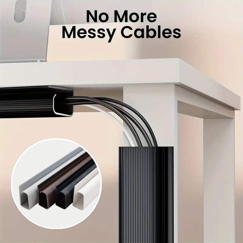 2PCS 40cm/15.75inch Under Desk Cable Management Tray PVC Power wire hider Strip Cord Holder wire Organizer Cable Raceway
