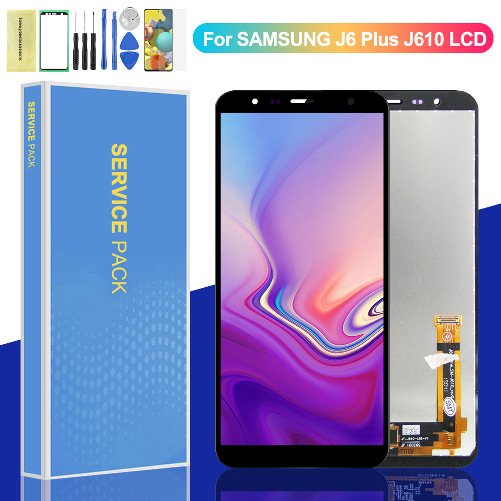 Para samsung j6 + j610 j610f j610fn display lcd tela de toque digitador assembléia para samsung j6 plus lcd