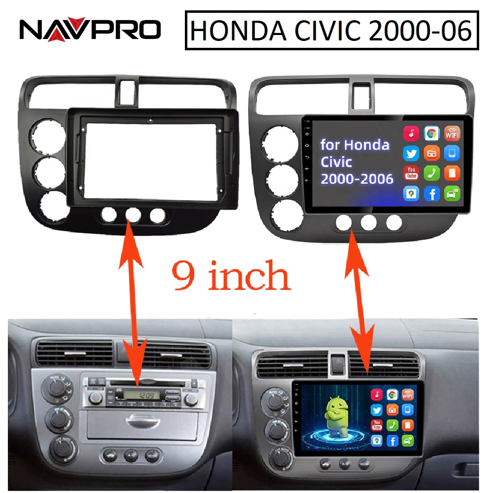 Для HONDA CIVIC 2001-2006 G7 Рама/Фасция и соединительные кабели для центральной мультимедийной установки 9 дюймов NAVPRO CASKA