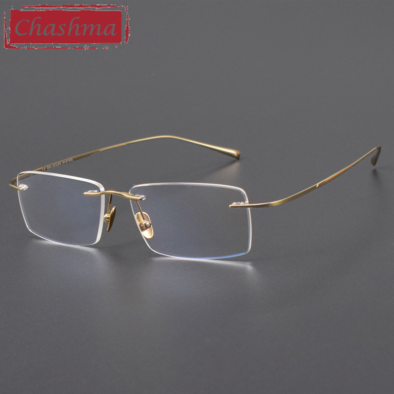 แว่นตา Chashma สำหรับผู้ชาย กรอบแว่นตาไร้ขอบ ทำจากไทเทเนียมแท้ น้ำหนักเบาเป็นพิเศษ ยืดหยุ่นได้ สำหรับผู้หญิงด้วย