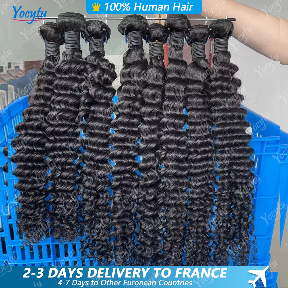 Deep Wave Human Hair Bundles 24 24 24 Inch Bundles 100% Human Hair YOCYTU Brazilian Bundles Raw Hair 100% Human Hair For Women