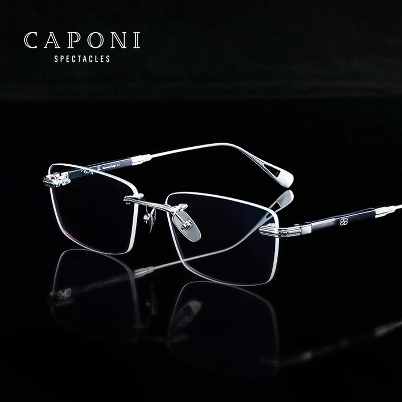 CAPONI sans monture hommes lunettes cadre titane acétate Vintage Anti lumière bleue lunettes de luxe marque lunettes de créateur JF7567